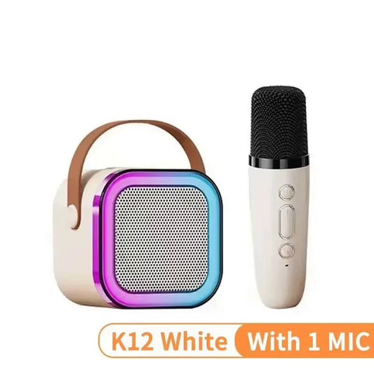 K12 Wireless Bluetooth Speaker with 2 Microphone RGB Portable Music Player Karaoke Machine for Family Singing Children'S Gifts