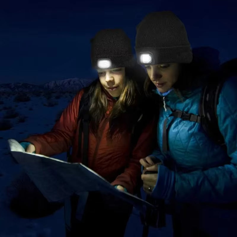 GlowGear™ LED Beanie Hat: USB Rechargeable Winter Headlamp Cap for Warmth & Hands-Free Light